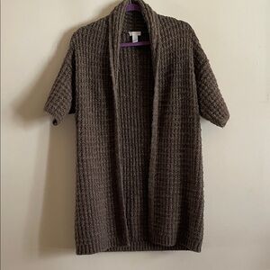 Chico's Waffle Knit Brown Cardigan wool 30 %